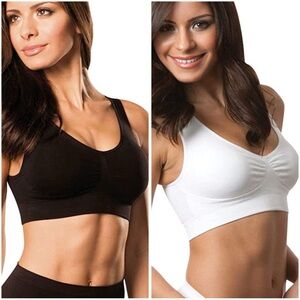 NWT Genie Bra Seamless Black and White Sports Bra Set
